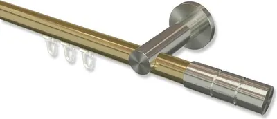 Produktbild von Interdeco Innenlaufstange, Gardinenstange mit Innenlauf Messing-Optik / Edelstahl-Optik Modell Platon Elanto, 20 mm Ø 1-läufig, 320 cm (geteilt)