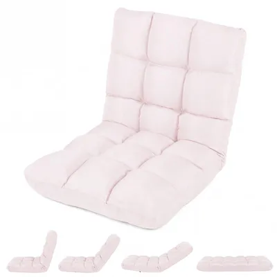 Immagine prodotto di Poltrona reclinabile COSTWAY, poltrona da pavimento imbottita, cuscino da pavimento con schienale, sedia da meditazione, sedia da finestra, color rosa chiaro