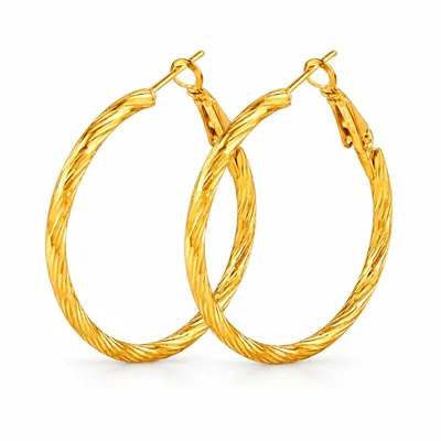 Produktbild von otolife Creolen Ohrringe Damen Goldfarben – Große Runde Hoop Ohrringe mit Struktur, Elegante Ohrcreolen im Vintage Stil