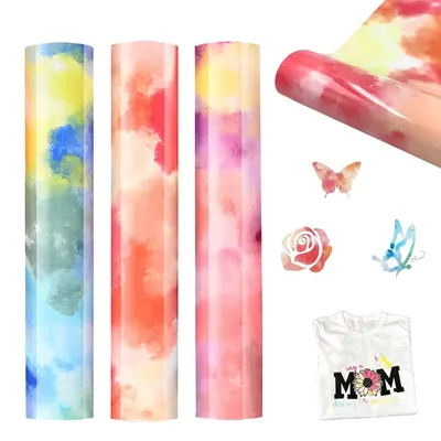 3er-Set Regenbogen-Bügelfolie, Farbverlauf, für Cricut & Co.