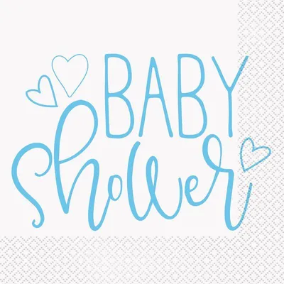 Produktbild von Baby Shower hellblaue Herzen 16 Servietten