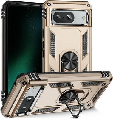Image de Étui pour Google Pixel 8 étui de protection militaire double couche avec support d'anneau et support Or