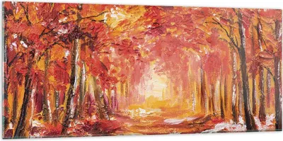 Produktbild von Bilder auf glas - Einteilig - Herbst Wald Rot - 120x50cm - Glasbilder - Wandbilder - Bilder - zum Aufhängen bereit - Wanddekoration aus Glas - Glas Bilder - Wandbild auf Glas - GAB120x50-4238
