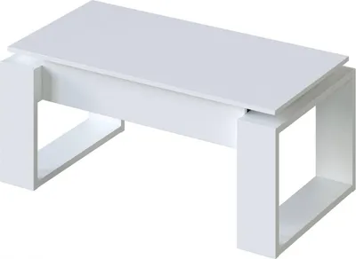 Image de Aspra - Table Basse, 105x45x55 cm, Blanc, Plateau Élévateur avec Rangement