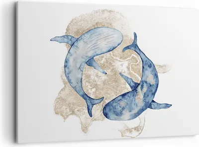 Produktbild von Bild auf Leinwand - Leinwandbild - Einteilig - Wal Aquarell Gold - 120x80cm - Wand Bild - Wanddeko - Wandbilder - Leinwanddruck - Bilder - Wanddekoration - Leinwand bilder - Wandbild - AA120x80-4150