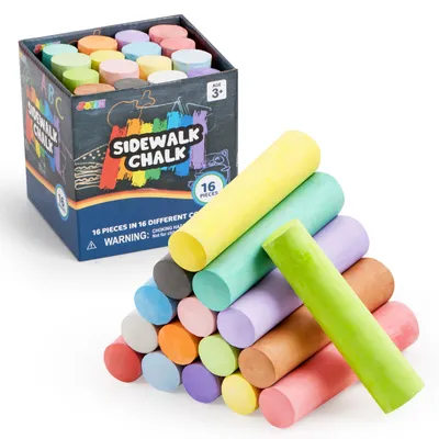 Produktbild von JOYIN Straßenmalkreide für Kinder – 16 Stück abwaschbares Set, ungiftige Jumbo Kreide für Outdoor Malspaß, große Kreidestücke für Asphalt & Tafel