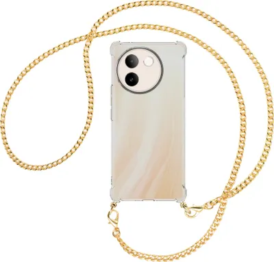 Produktbild von Handykette Backcover-Schutzhülle mit Band (Metall goldfarben) für vivo V30E 5G / V40 lite 5G - goldfarbene Kette