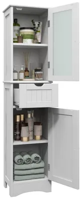 Immagine prodotto di Mobiletto alto da bagno con cassetto, 40 x 30 x 170 cm, bianco