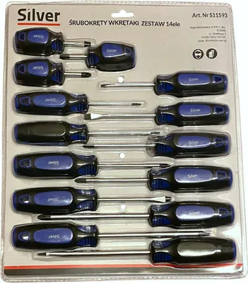 Produktbild von SilverTools 14-teiliges Set mit Schlitz- und Kreuzschlitzschraubendrehern S11593