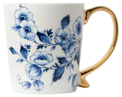 Heinen Delfts Blauw – Becher Blumen Gold – Bild 1