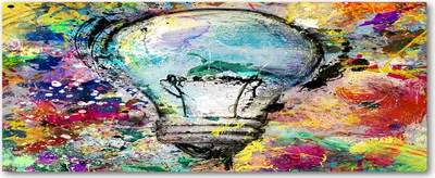 Produktbild von Tulup® Glas-Bild Wandbild aus Glas - 125x50 - Wandkunst - Wandbild hinter gehärtetem Sicherheitsglas - Dekorative Wand für Küche & Wohnzimmer  - Kunst: modern & klassisch - Glühbirne - Mehrfarbig