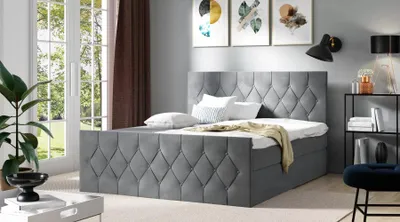 Obrázek produktu pro Čalouněná postel TIBOR LUX - 200x220, šedá + topper