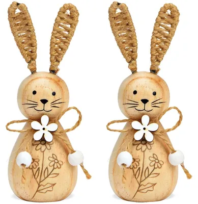 Image de Set de lapins de Pâques Décoration de Pâques en bois Décoration de printemps Pâques 10 cm