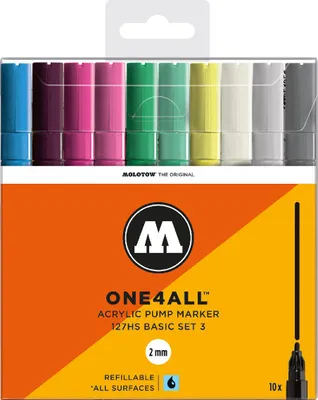 Produktbild von Molotow Acrylmarker ONE4ALL ACRYLIC 127HS 10er Etui, 2 mm, Basic Set 3