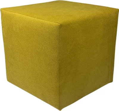 Produktbild von Velours-Hocker MAKALU 40x40 cm quadratisch – weicher Polsterhocker aus Samtstoff – Senfgelb
