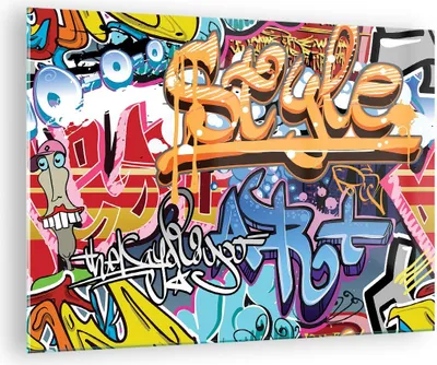 Produktbild von Bilder auf glas - Graffiti modern - 70x50cm - Glasbilder - Wandbilder - Kunstdruck - zum Aufhängen bereit - Wanddekoration aus Glas - Glas Bilder - Wandbild auf Glas - Einteilig - GAA70x50-3578