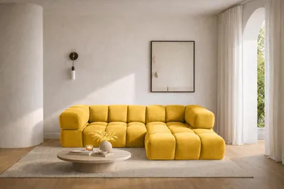 Produktbild von Kaiser Möbel Ecksofa L-Form Averro, stoff Bluvel, Golden, Rechts