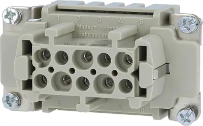 Produktbild von HARTING Han 10ES Buchseneinsatz (F) Käfigzugfederanschluss, 10-polig+PE 500V, 16A - 1 Stück