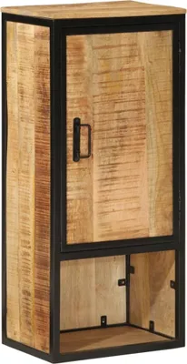 Image de Armoire de salle de bain 40x27x90cm bois massif manguier et fer