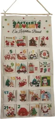 Produktbild von Weihnachts-Adventskalender, wiederverwendbarer Weihnachts-Countdown-Kalender zum Aufhängen an der Wand mit 24 Taschen zum Befüllen,