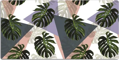 Produktbild von Schreibtischmatte Tischunterlage 90x45 cm Mauspad - Monstera-Muster