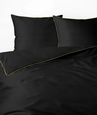 Image de Detexpol Satin linge de lit 160x200 noir avec garniture Mako Satin 62