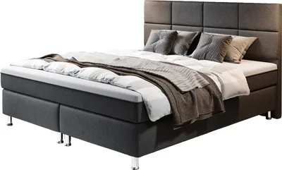 Produktbild von Boxspringbett Rotterdam 180x200 Webstoff, integrierter Topper, Anthrazit