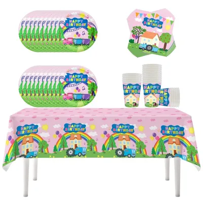 Productafbeelding van Solidchoice - 61 Stuks Roze Varkensfeest Servies voor Kinderen