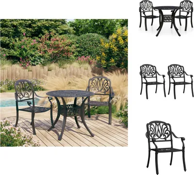 Image de vidaXL Ensemble Bistro 3 pièces fonte d'aluminium noir - ensembles de meubles de jardin