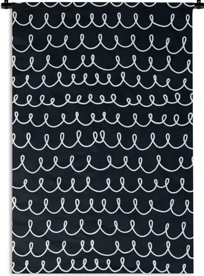 Produktbild von MuchoWow® Wandteppich Wandbehang Muster - Schleife - Schwarz - Weiß 120x180 cm Tapisserie Dekoration Wandtuch - Schlafzimmer - Dekorationen für das Haus