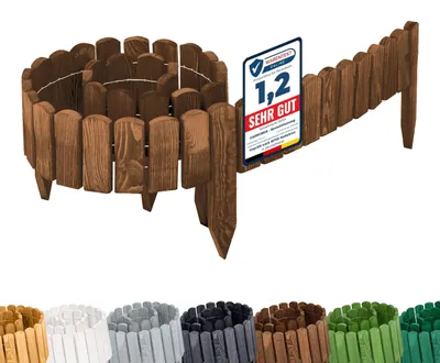 Produktbild von Garronda Rasenkante Holz Beeteimfassung imprägniert 200 cm x 10 cm Flexibler Rollborder Zaun für Garten GD-0107 (Dunkelbraun, Höhe: 10 cm)