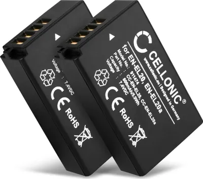 Image de CELLONIC 2x Batterie pour Appareil photo Compatible avec Nikon CoolPix P1000, Coolpix A, CoolPix P950, EN-EL20a - (800mAh, 7.4V)