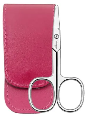 Produktbild von Baby Nagelschere Solingen mit abgerundeten Spitzen & Echtleder-Etui – Kindernagelschere für Babys und Kleinkinder – präzise Nagelpflege Beere