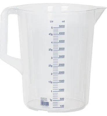Produktbild von Hünersdorff Messkanne 5000ml Polypropylen Durchmesser 203 x Höhe 257mm blaue Skala 100:100 transparent - 939000