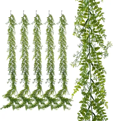 Produktbild von Künstliche blättrige Girlande, 6er-Set, rankende Deko, grün, 170 cm