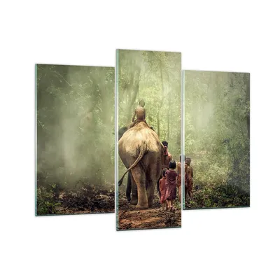 Produktbild von Bilder auf glas - Elefant Dschungel Nebel - 130x100cm - Glasbilder - Wandbilder - Kunstdruck - zum Aufhängen bereit - Wanddekoration aus Glas - Glas Bilder - Wandbild auf Glas - GCB130x100-3438