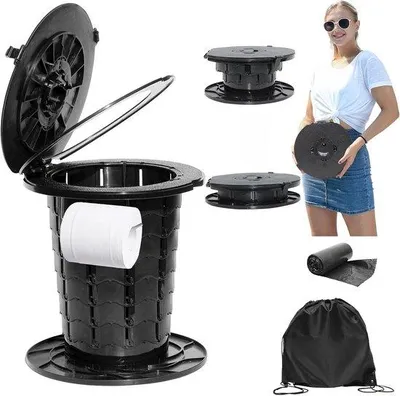 Productafbeelding van Mobiele Toilet - Opvouwbaar - Verstelbare Hoogte - Ideaal voor Camping