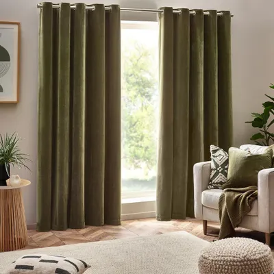 Immagine prodotto di Yard - Tende a occhiello, velluto di ciniglia RV3520 (229 cm x 229 cm) (Olive)