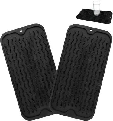 Productafbeelding van Unyqoos® 2-delige set antislip siliconen afdruipmatten, BPA-vrij, hittebestendig en vaatwasmachinebestendig – afdruiponderzetters voor keuken, pannen en servies