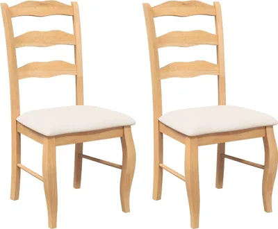 Image de Chaises de salle à manger avec coussins (2 pcs) bois massif naturel caoutchouc