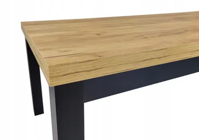 Zdjęcie produktu dla Duży stół i 12 krzeseł czarny + dąb craft 100x200 z możliwością rozłożenia do 300 cm