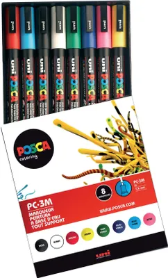 Image de POSCA Marqueur UNI PC-3M Set de 8 pièces
