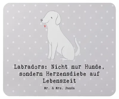 Produktbild von Mr. & Mrs. Panda Mousepad Labrador Herzensdiebe - Grau Pastell - Geschenk, laptop mauspad, Hunderassen Charakter, Hunderasse, Therapiehund, Beschreibung, Abenteuer, Hund