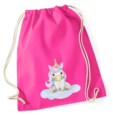 Produktbild von Huuraa Turnbeutel Einhorn Fabelwesen 12 Liter Fuchsia Baumwolle Rucksack Geschenkidee