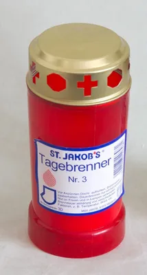 Produktbild von 3 Tages Wachsbrenner mit Golddeckel rot