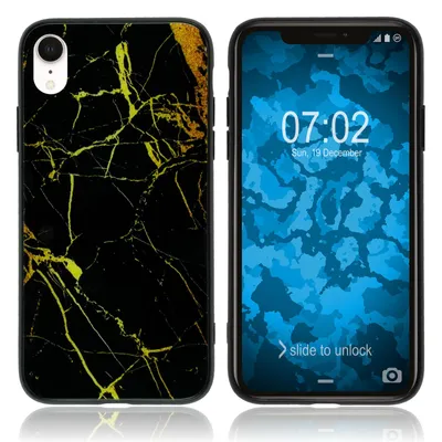 Produktbild von PhoneNatic Hybridhülle kompatibel mit Apple iPhone XR - mit Glasrücken - Marmor-Muster  Design:05 Cover Schutzhülle Cover