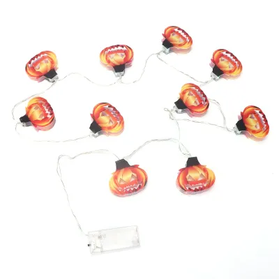 Image de Guirlande lumineuse citrouille 10 LED à piles Lampes décoratives Halloween Accessoires