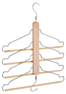 Image de Porte-manteau organisateur pour 4 chemises/vêtements, Bois, Naturel