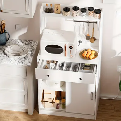 Image de Armoire de cuisine - Meuble de rangement - Buffet - Meuble de cuisine - Meuble de cuisine bas - Étagères réglables