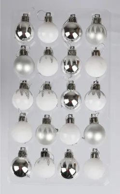 Image de 12x jeu de 20 décorations d'arbre de Noël en plastique 3cm petites 240 boules
